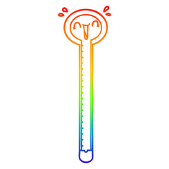 rainbow gradient line drawing cartoon thermometer laughing