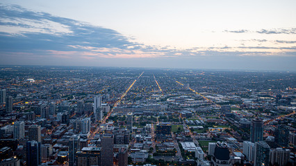 Fototapeta premium Aerial view over the city of Chicago in the evening - travel photography