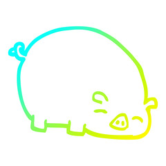 cold gradient line drawing cartoon pig