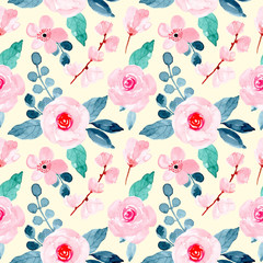 soft pink watercolor flower seamless pattern