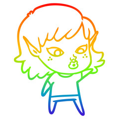 rainbow gradient line drawing pretty cartoon elf girl