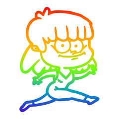 rainbow gradient line drawing cartoon girl smiling