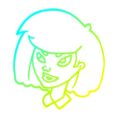 cold gradient line drawing cartoon face girl