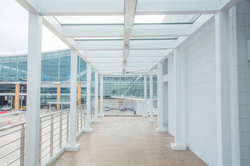 Corridor connecting the building  Airport Morning White tone, clear