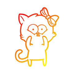 warm gradient line drawing cartoon cat