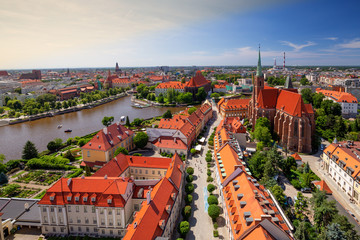 Wroclaw. City panorama, View of the oldest part of the town / Ostrow Tumski district