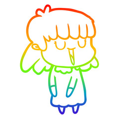 rainbow gradient line drawing cartoon woman laughing