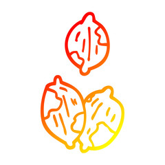 warm gradient line drawing cartoon nuts in shells