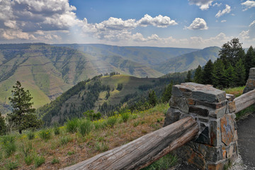 sun shining on a hill in a very deep gorge