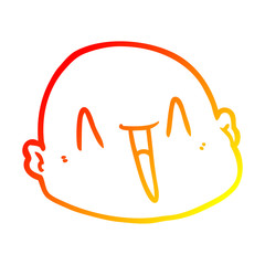 warm gradient line drawing cartoon bald man