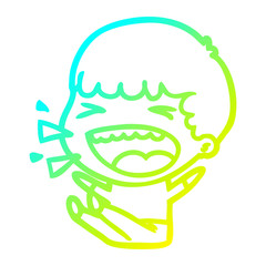 cold gradient line drawing cartoon laughing man