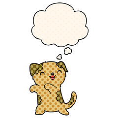 cute cartoon puppy and thought bubble in comic book style