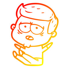 warm gradient line drawing cartoon tired man