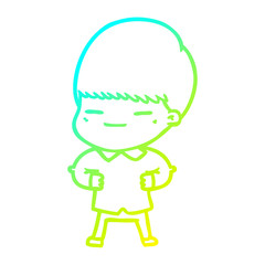cold gradient line drawing cartoon smug boy