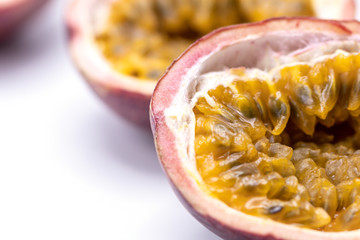Passion fruits isolate on white background.Passion fruit is a flowering tropical vine.