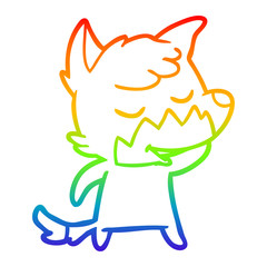 rainbow gradient line drawing friendly cartoon fox