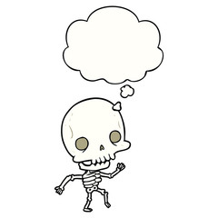 cartoon skeleton and thought bubble