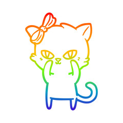 rainbow gradient line drawing cute cartoon cat