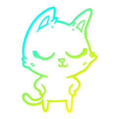 cold gradient line drawing calm cartoon cat