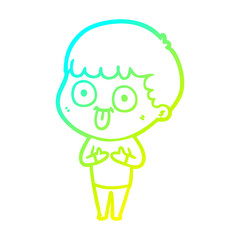 cold gradient line drawing cartoon man staring