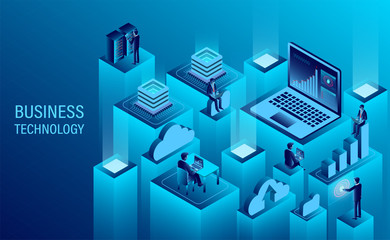 Digital technology concept. cloud computing. new innovative ideas. isometric vector illustration