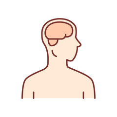 Healthy brain color icon. Human organ in good health. People wellness. Functioning nervous system. Internal body part in good shape. Wholesome mental health. Isolated vector illustration