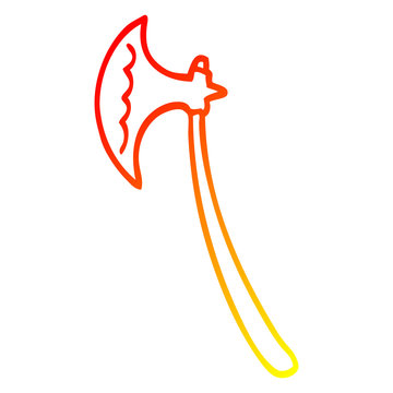 recommend clip art: warm gradient line drawing cartoon medieval axe