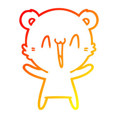 warm gradient line drawing happy bear cartoon
