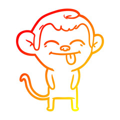 warm gradient line drawing funny cartoon monkey