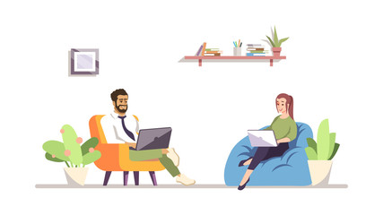 Fototapeta premium Colleagues talking flat vector illustration