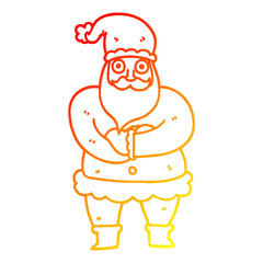 warm gradient line drawing cartoon santa