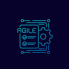 Agile software development process icon, line vector