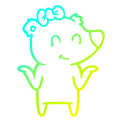 cold gradient line drawing female bear cartoon