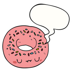 cartoon donut and speech bubble