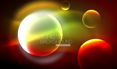 Vector glowing neon circles abstract background