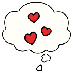 cartoon love heart and thought bubble