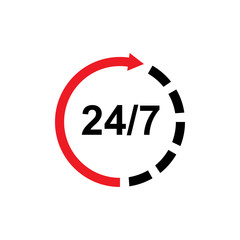 24/7 Hours Icon Vector - Vector