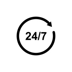 24/7 Hours Icon Vector - Vector