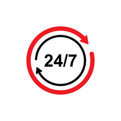 24/7 Hours Icon Vector - Vector