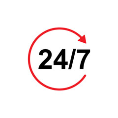 24/7 Hours Icon Vector - Vector