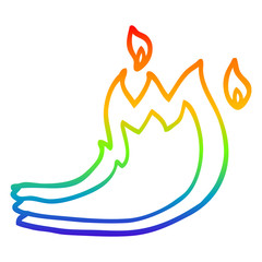 rainbow gradient line drawing cartoon fire flame