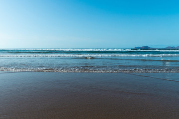 Beach view at Caleta de Famara, Lanzarote.