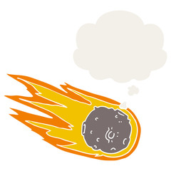 cartoon comet and thought bubble in retro style