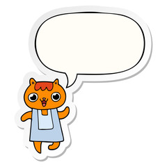 cartoon cat and speech bubble sticker