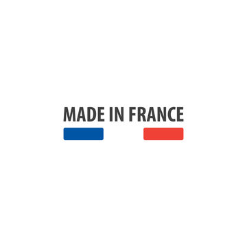 "Made in France" label with French flag colors