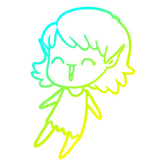 cold gradient line drawing cartoon elf girl