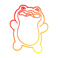 warm gradient line drawing cartoon frog