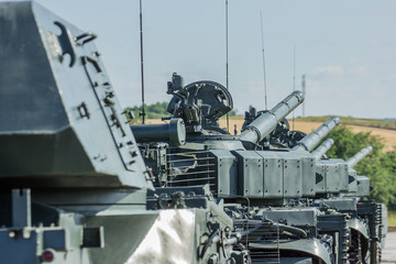 Battle column of T-72 tanks