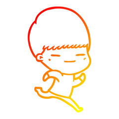 warm gradient line drawing cartoon smug boy