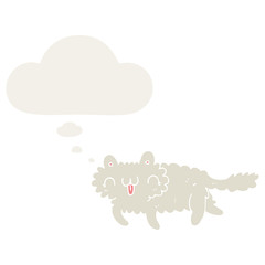 cartoon cat and thought bubble in retro style